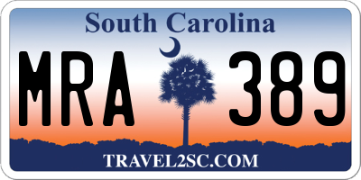 SC license plate MRA389