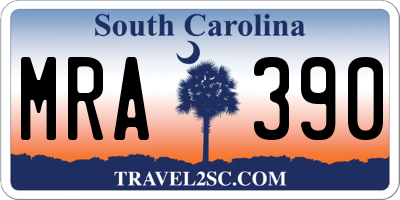 SC license plate MRA390