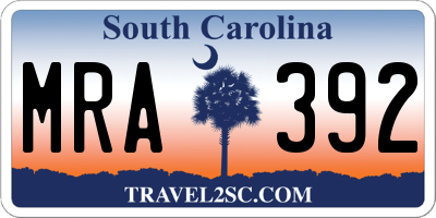 SC license plate MRA392