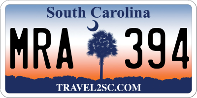 SC license plate MRA394