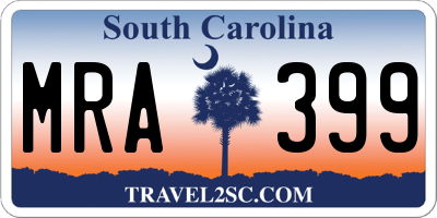 SC license plate MRA399