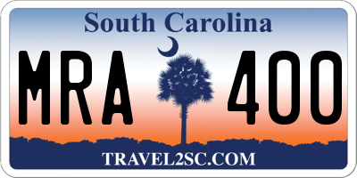 SC license plate MRA400