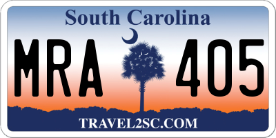 SC license plate MRA405