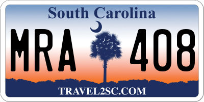 SC license plate MRA408