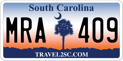 SC license plate MRA409