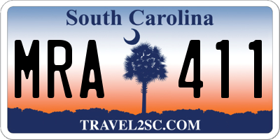 SC license plate MRA411