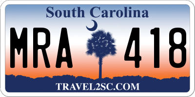 SC license plate MRA418