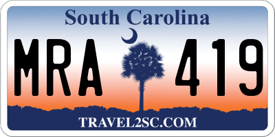 SC license plate MRA419