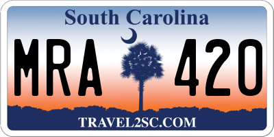 SC license plate MRA420