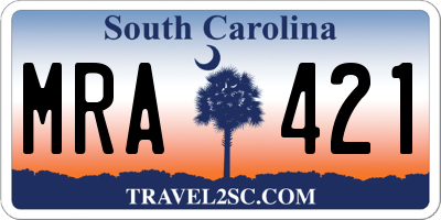 SC license plate MRA421