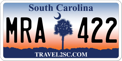 SC license plate MRA422