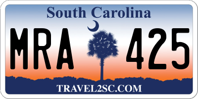 SC license plate MRA425