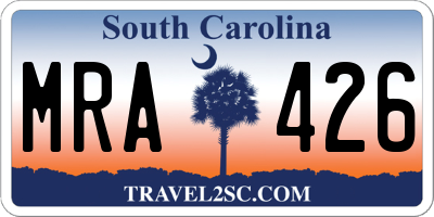 SC license plate MRA426