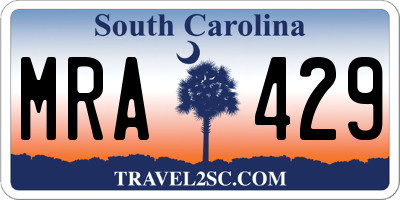 SC license plate MRA429