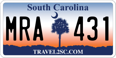 SC license plate MRA431