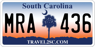 SC license plate MRA436