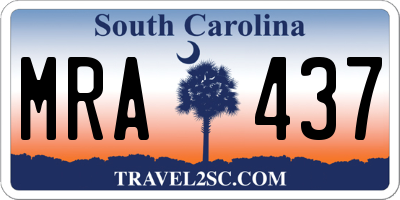 SC license plate MRA437