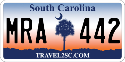 SC license plate MRA442