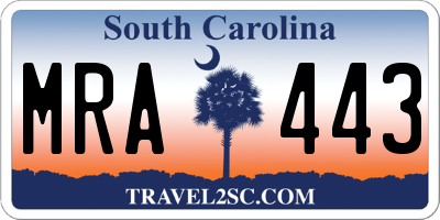 SC license plate MRA443