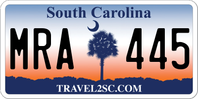 SC license plate MRA445
