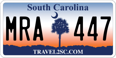 SC license plate MRA447