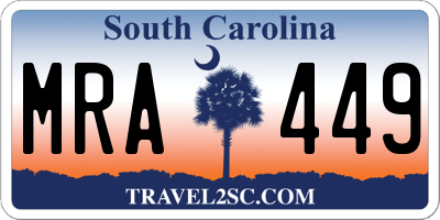 SC license plate MRA449