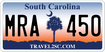 SC license plate MRA450