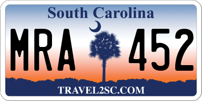 SC license plate MRA452