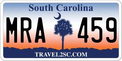 SC license plate MRA459