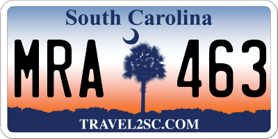 SC license plate MRA463