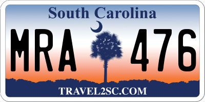 SC license plate MRA476