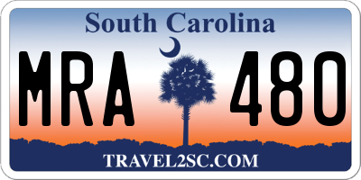 SC license plate MRA480