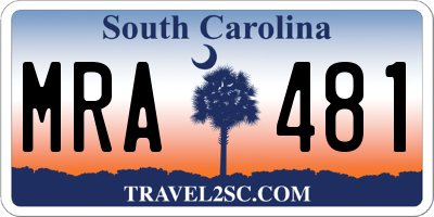 SC license plate MRA481