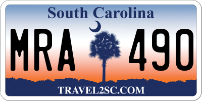 SC license plate MRA490