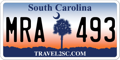SC license plate MRA493