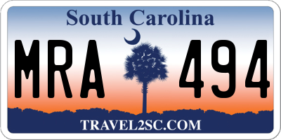 SC license plate MRA494