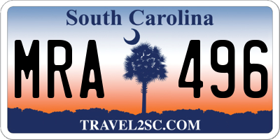 SC license plate MRA496