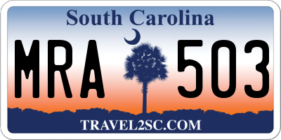 SC license plate MRA503