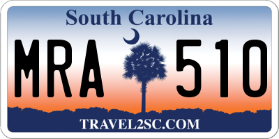 SC license plate MRA510