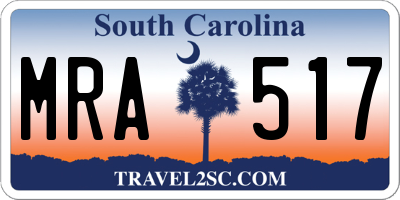 SC license plate MRA517
