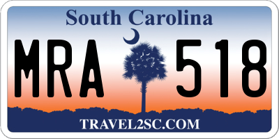 SC license plate MRA518