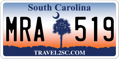 SC license plate MRA519