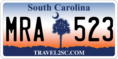 SC license plate MRA523