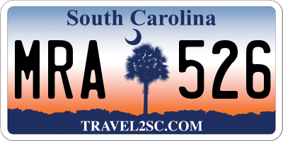 SC license plate MRA526