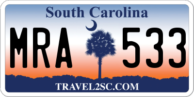 SC license plate MRA533
