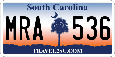 SC license plate MRA536