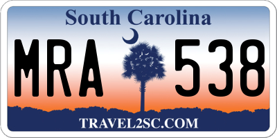 SC license plate MRA538