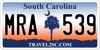 SC license plate MRA539