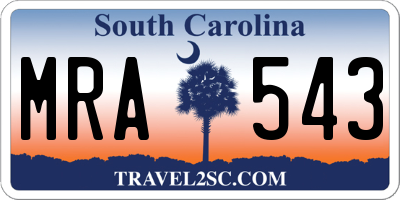 SC license plate MRA543