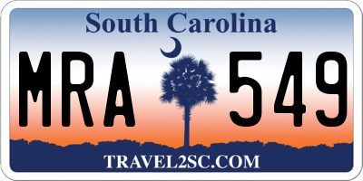 SC license plate MRA549